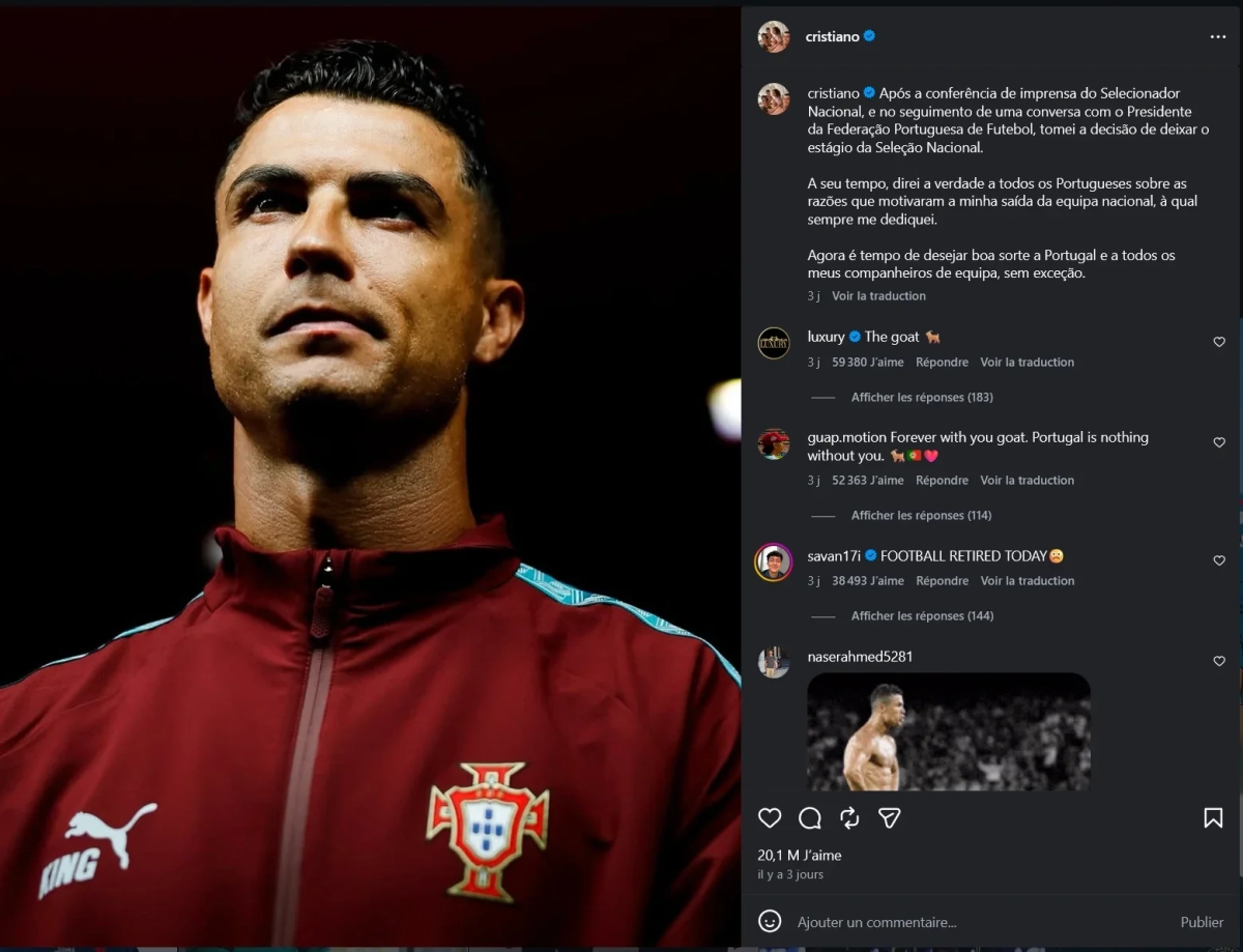 voici la raison pour laquelle cristiano ronaldo a claquer la porte a l equipe nationale portuguaise voici la raison pour laquelle cristiano ronaldo a claquer la porte a l equipe nationale portuguaise